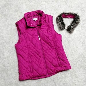 Fuschia Vest w/Faux Fur Removable Collar